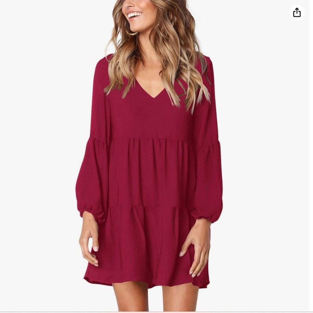 Deep Red Baby Doll Dress